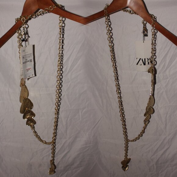 NWT Zara Oversized Gold Heart Chain Belt Size 30 main image 4